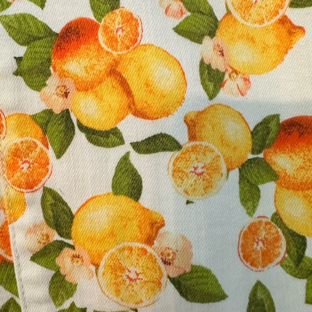 🍊 Talbots Citrus Print Jegging Crop Pants Size 6 Bright Fruit Pattern - Picture 3 of 11